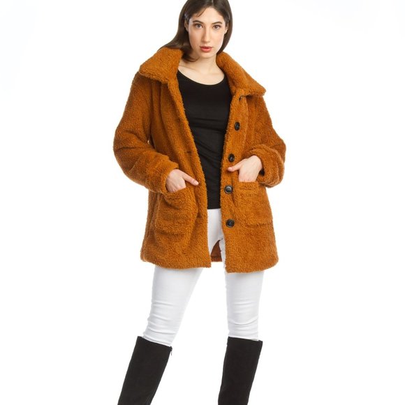 Faux Fur Button Up Jacket - Picture 1 of 1